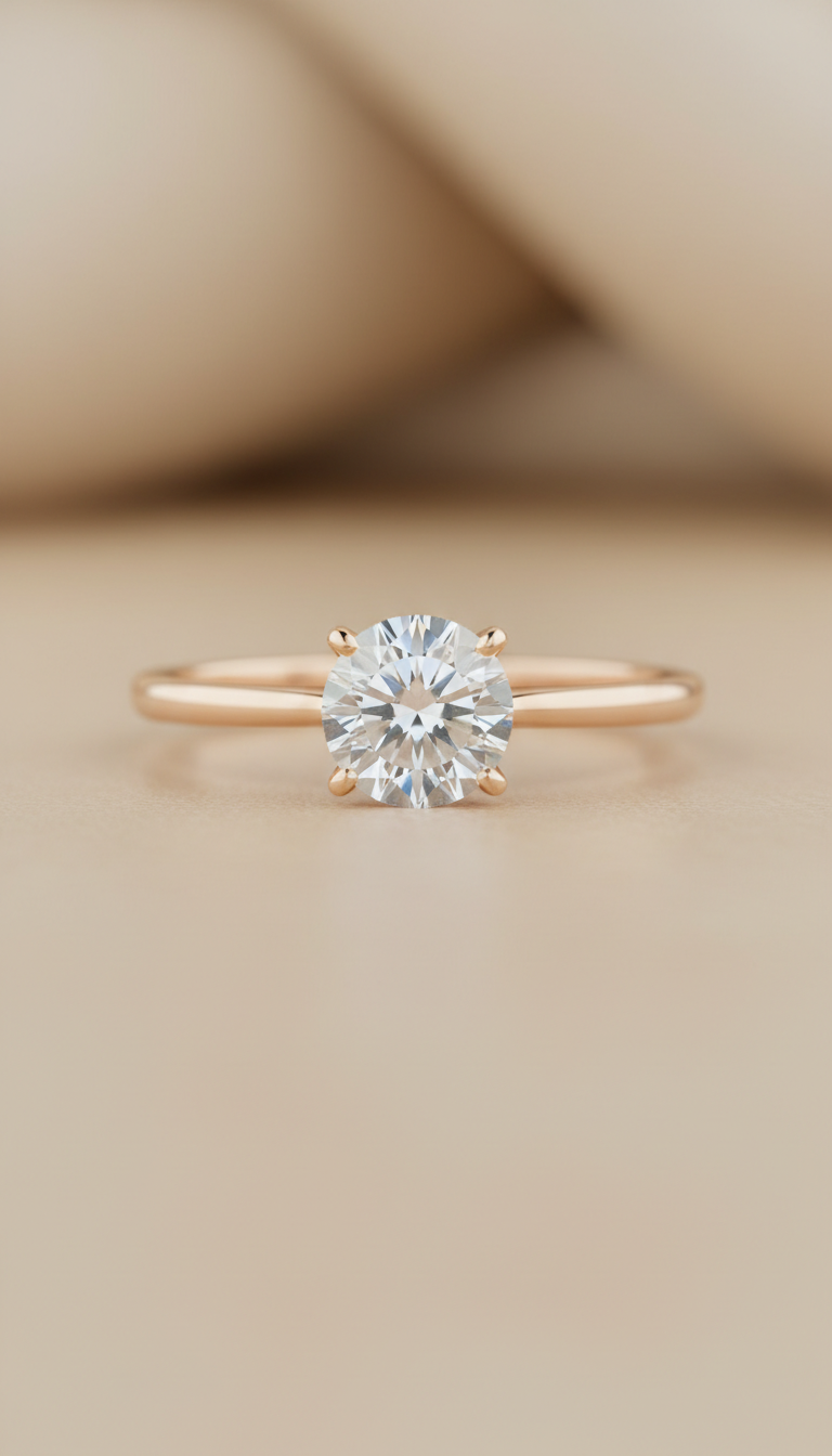 Moissanite Solitaire Gold Ring